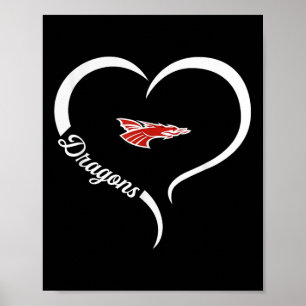 Poster Logo New Palestine Dragons Demi-Coeur Slogan Hs