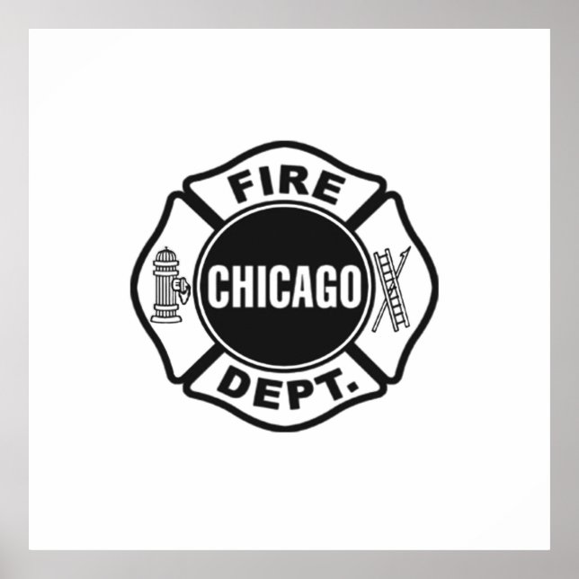 Poster Logo noir du service incendie de Chicago (Devant)
