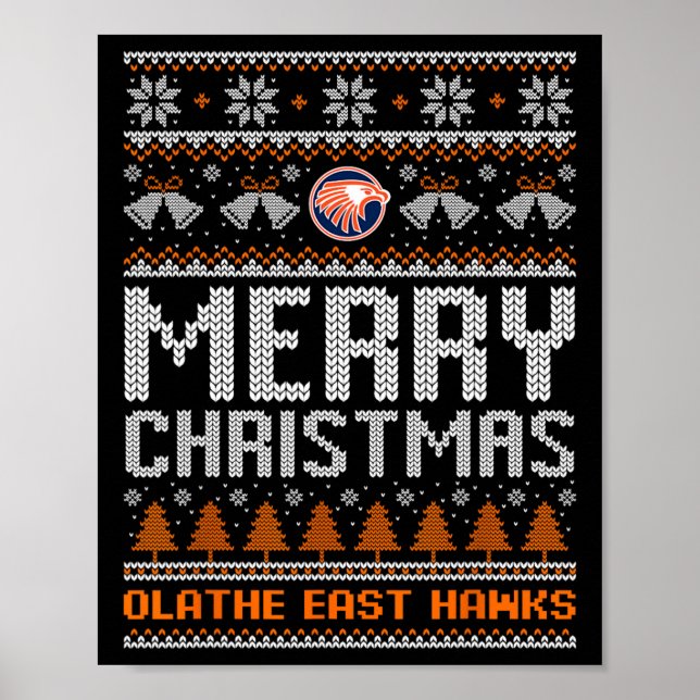 Poster Logo Olathe East Hawks Joyeux Noël Douleur moche (Devant)