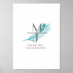Poster Logo Palm Leaf Mariage tropical Logo Signal