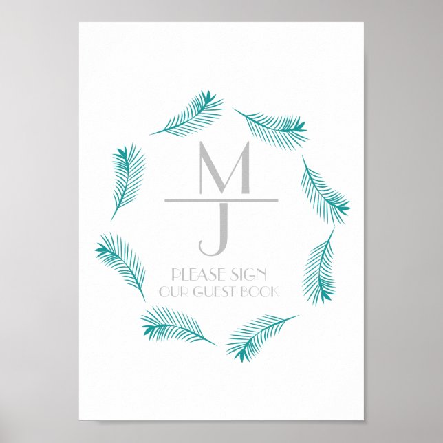 Poster Logo Palm Leaf Mariage tropical Logo Signal (Devant)