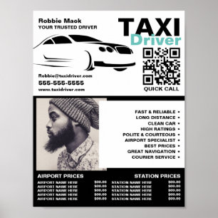 Poster Logo, photo, chauffeur de taxi, Tarifs