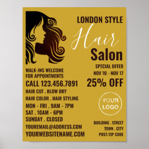 Poster Logo pour cheveux, Styliste pour cheveux, Advert s