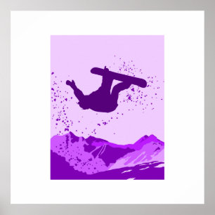 Poster Logo pourpre de surf des neiges
