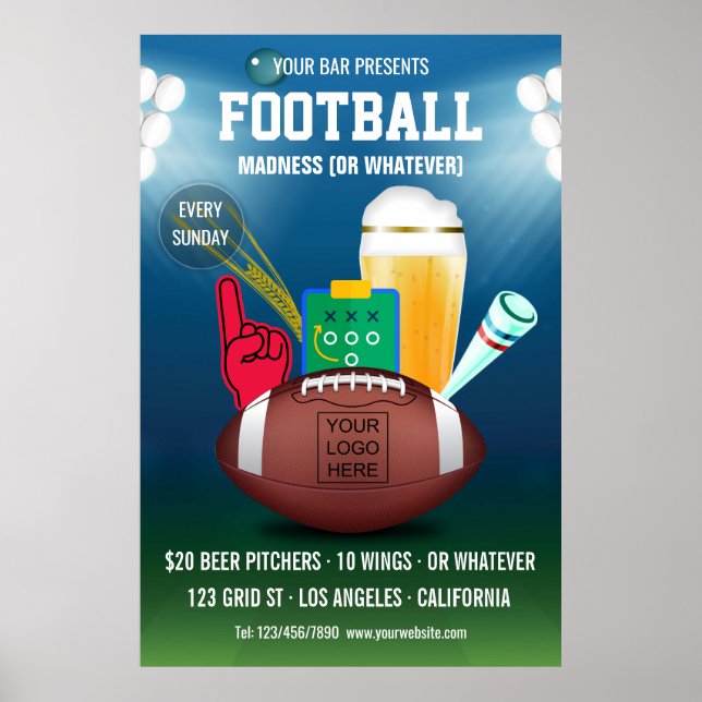 Poster logo publicitaire pour événement de football de ba (Devant)