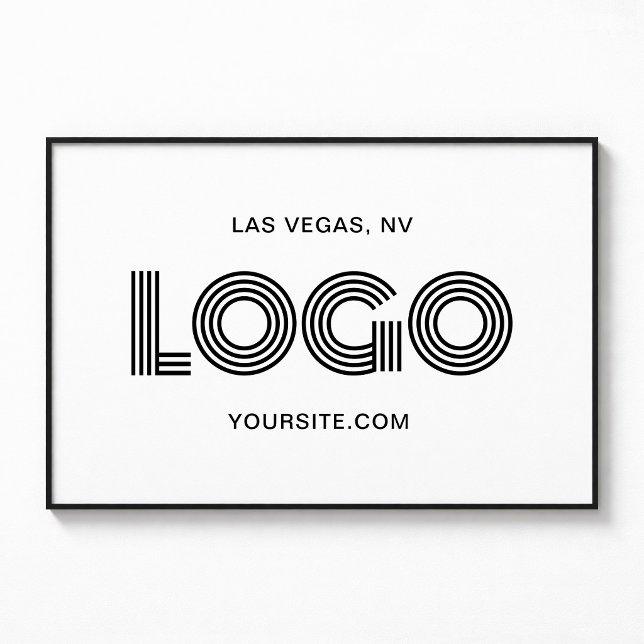 Poster Logo Rectangulaire Moderne Noir (White and Black Modern Rectangular Logo Poster)