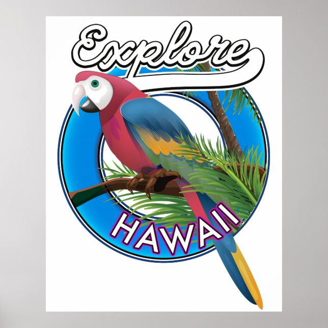 Poster Logo rétro Explorer Hawaii (Devant)