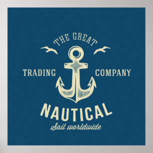 Poster Logo Rétro Nautique