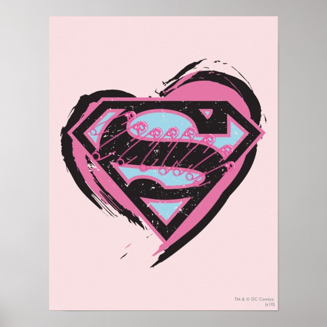 Poster Logo rose Supergirl dans le coeur (Devant)