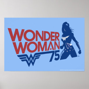 Poster Logo Rouge et Bleu de Wonder Woman, 75e anniversai