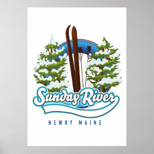 Poster logo ski de Sunday River Newry Maine