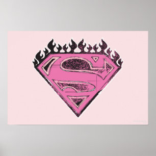 Poster Logo Supergirl rose avec flammes