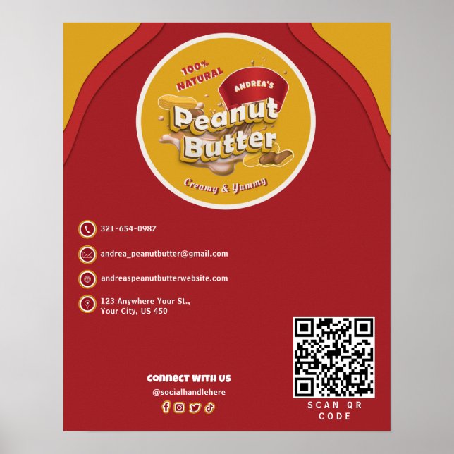 Poster Logo sur mesure pour beurre d'arachide de marque m (Devant)