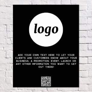Poster Logo Texte QR Code promotionnel Entreprise Noir