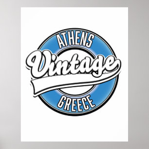 Poster Logo vintage d'Athènes Grèce