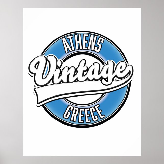 Poster Logo vintage d'Athènes Grèce (Devant)