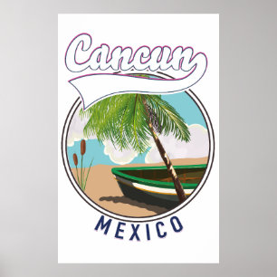 Poster Logo voyage de Cancun Mexico Beach