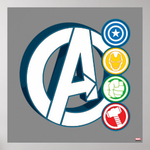 Poster Logos de personnages des Avengers