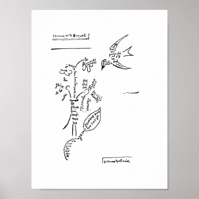 Poster L'oiseau et le bouquet, par Apollinaire (Devant)