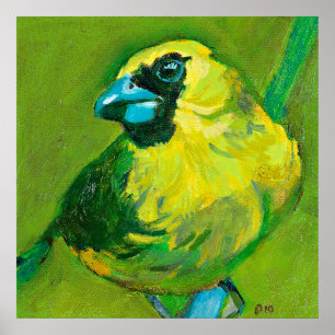 Poster L'Oiseau Vert Au Beak Bleu