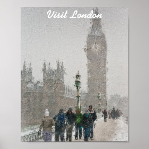 Poster London big ben et peinture à l'huile de neige