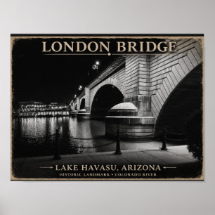 Poster London Bridge Nuit Noir et Blanc