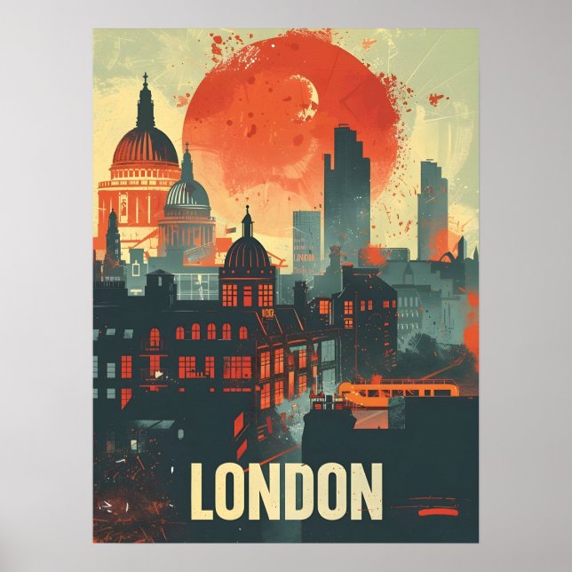 Poster London Dark Vintage Art (Devant)