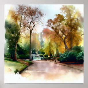 Poster London-Holland Park (A), aquarelle