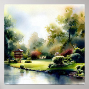 Poster London-Holland Park (D), Aquarelle
