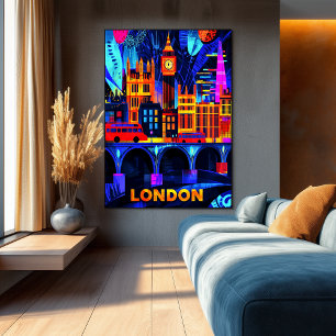 Poster London Neon Nights - Art Cityscape