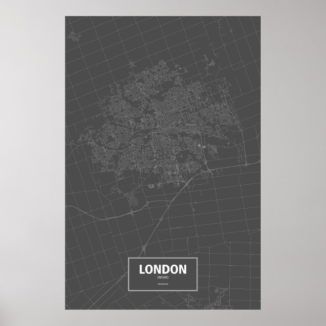 Poster London (Ontario) (blanc sur noir) (Devant)