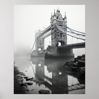 Poster London Tower Bridge dans le brouillard