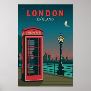 Poster Londres Angleterre Art de Voyage Rétro Vintage