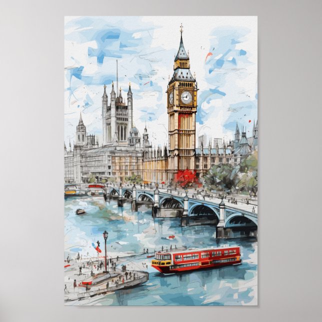 Poster Londres Angleterre célèbre Travel Place (Devant)
