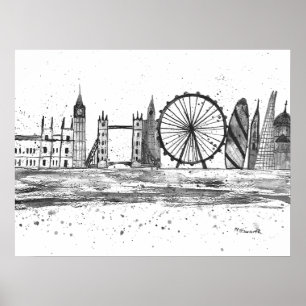 Poster Londres Angleterre Destination Skyline Skyline Vin