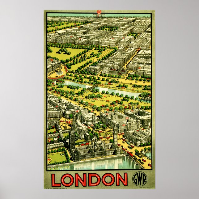 Poster LONDRES ANGLETERRE GRANDE-BRETAGNE GWR Vintage Rai (Devant)
