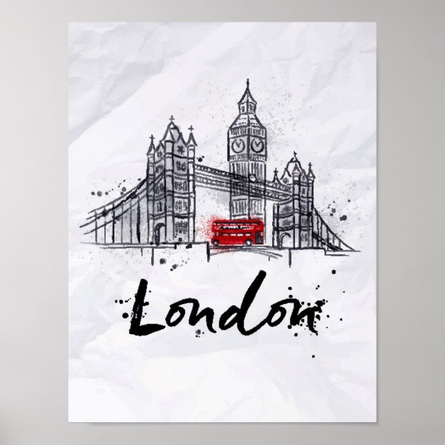 Poster Londres, Angleterre | Oeuvre scintillante (Devant)