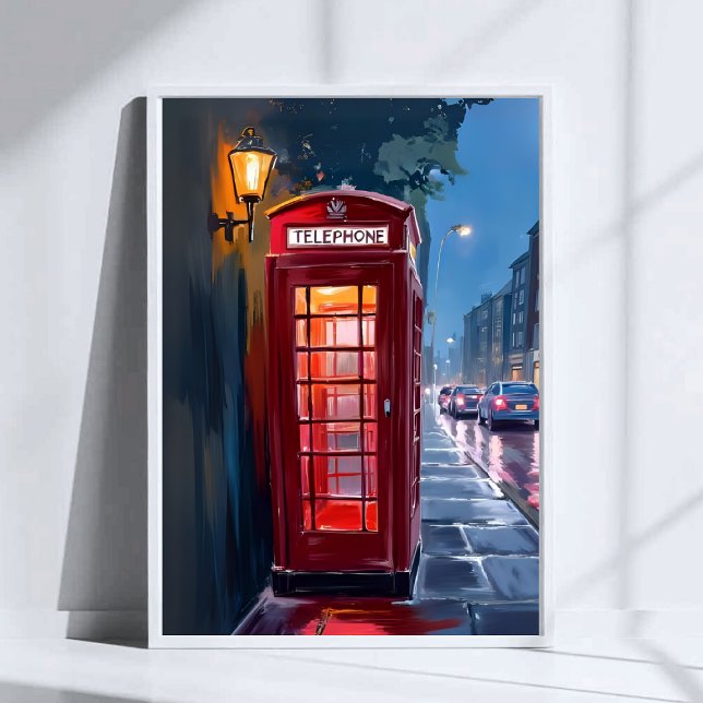 Poster Londres Angleterre Red Telephone Booth Travel Art (Créateur téléchargé)