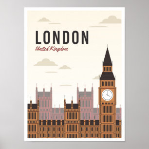 Poster Londres Angleterre Royaume-Uni Art Vintage voyage 