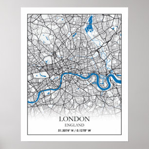 Poster Londres Angleterre Royaume-Uni City Plan Voyage