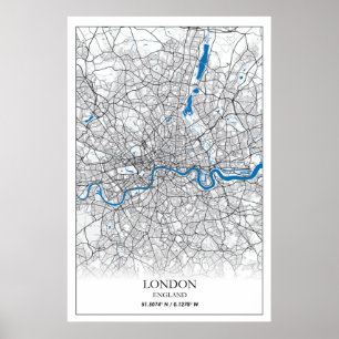 Poster Londres Angleterre Royaume-Uni City Plan Voyage