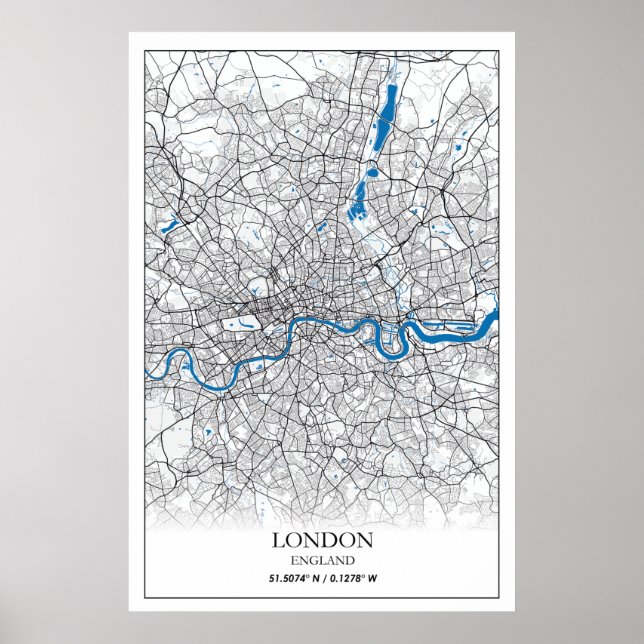 Poster Londres Angleterre Royaume-Uni City Plan Voyage (Devant)