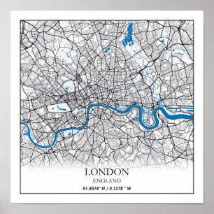 Poster Londres Angleterre Royaume-Uni City Plan Voyage