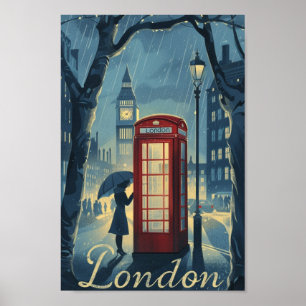 Poster Londres Angleterre Royaume-Uni Vintage célèbre Tra
