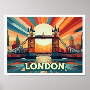 Poster Londres Angleterre Voyage artistique coloré
