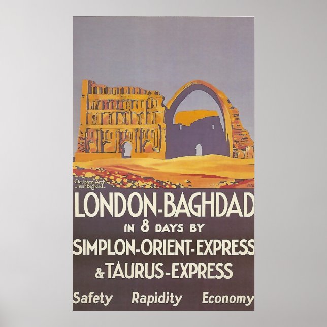 Poster Londres Bagdad express à orientation simple (Devant)