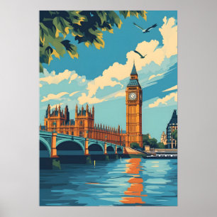 Poster Londres Big Ben Angleterre Art de voyage vintage