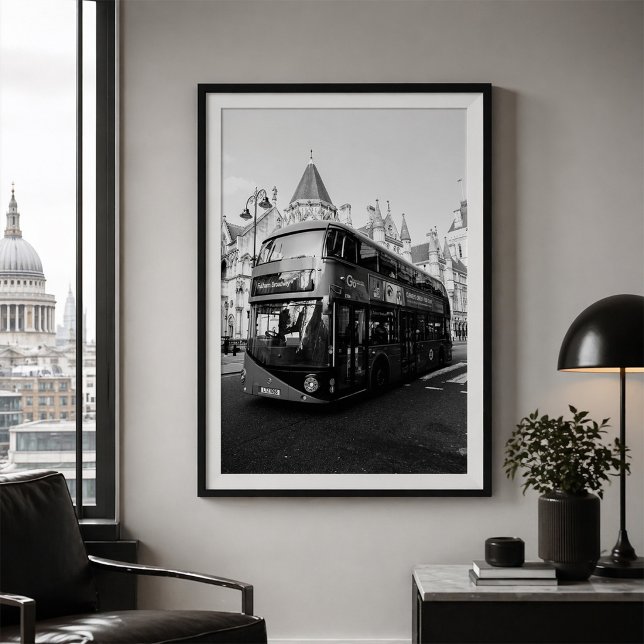 Poster Londres Bus à Deux Étages Noir et Blanc (Créateur téléchargé)