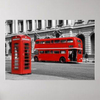 Poster Londres Bus & Red Telephone Box