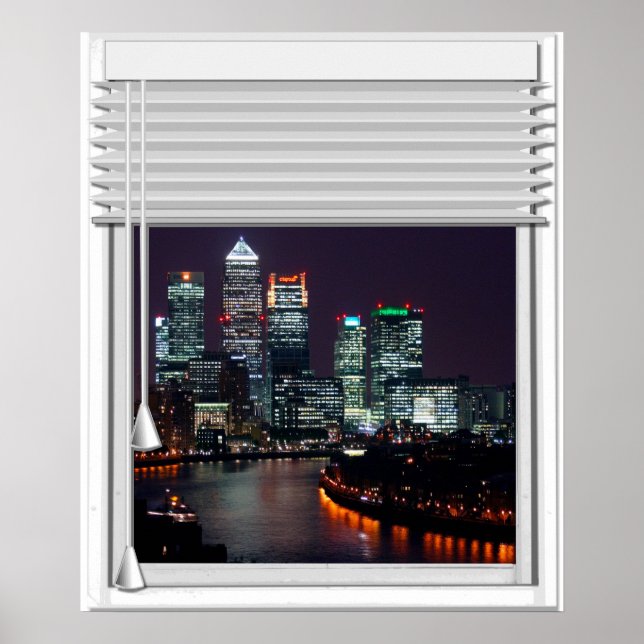 Poster Londres City View Fake Window With Blind (Devant)